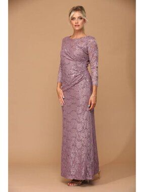 Clearance Mauve Size XL Mother of the Bride Long Fully Lined Evening Dress 3397